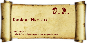 Decker Martin névjegykártya